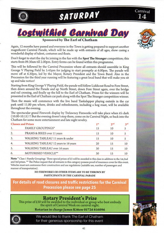 2014 Lostwithiel Carnival Programme Page 41